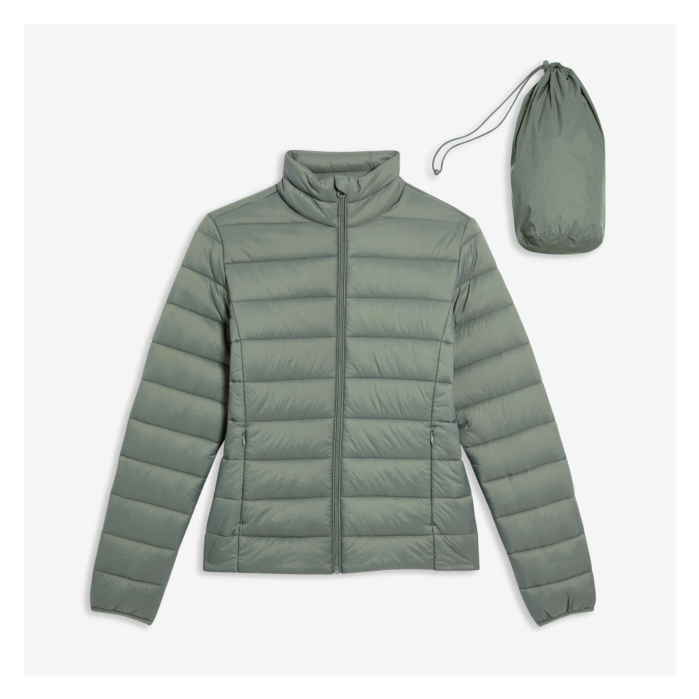 Packable Puffer Jacket with PrimaLoft® in Light Khaki Green from